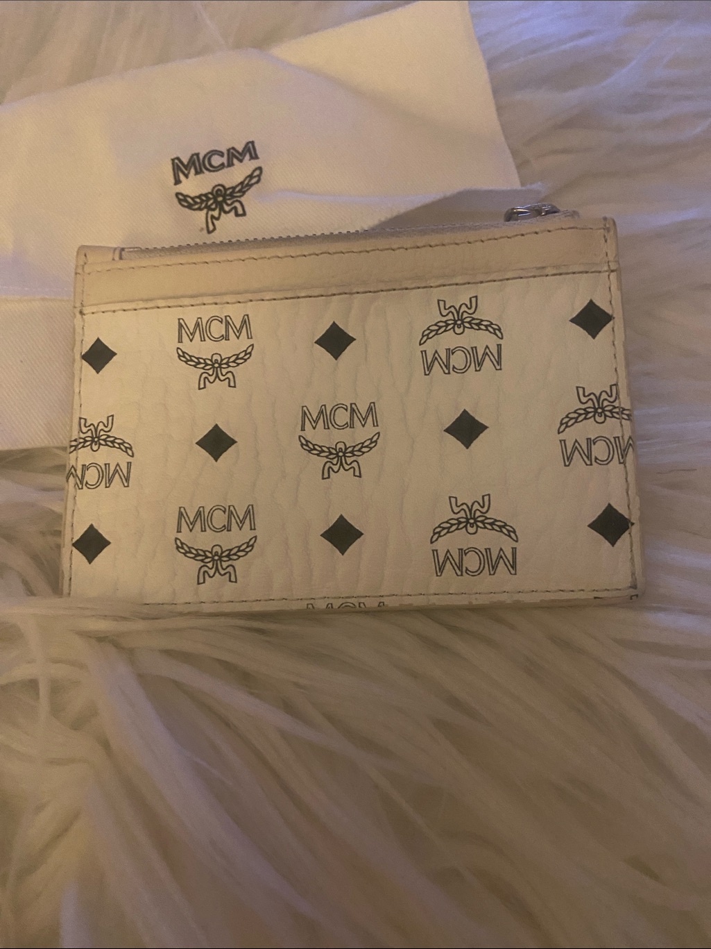 Mcm White Leather Card Case With Silver Lock — image 3 of 5